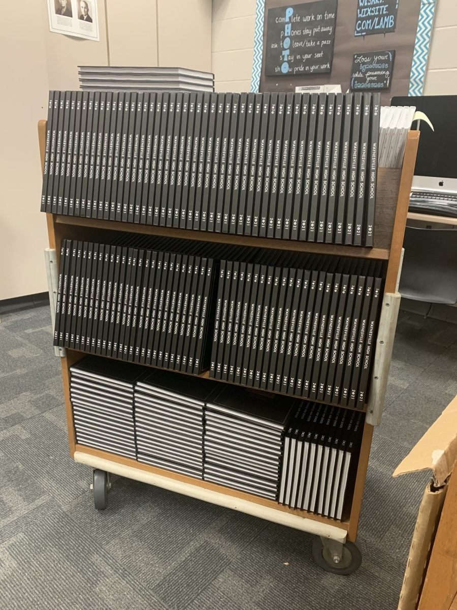 rack of yearbooks